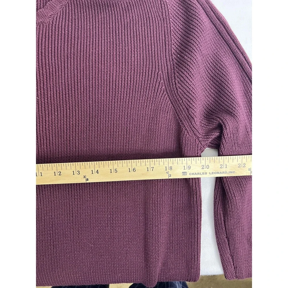 GUESS Sweater Mens XL Wine Red Quilted Yoke Pullover Knit Long Sleeve New Tag‎